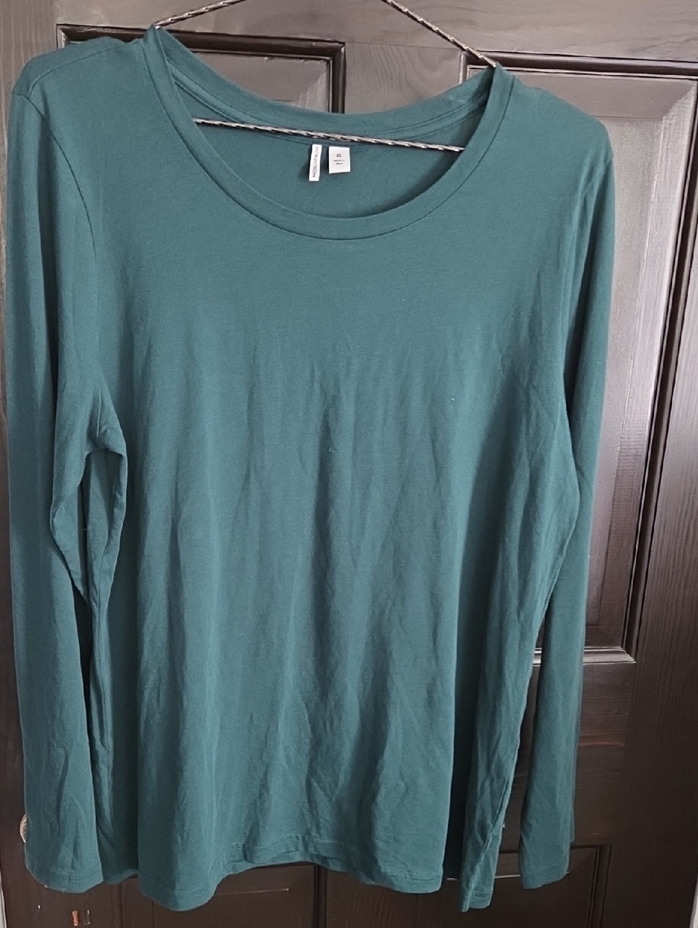 Nordstrom Teal Scoop Neck Long Sleeve Top